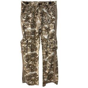 Cabela's Casual Wide Leg Floral Drawstring Brown Cargo Pants Women's Size 4